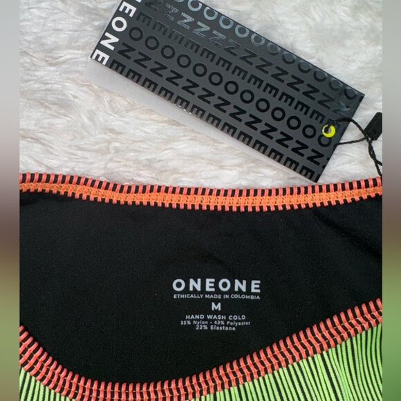 NWT OneOne Swimwear Bikini *Top Only* Sumbawa Green Red Tshirt Crop - Picture 5 of 5